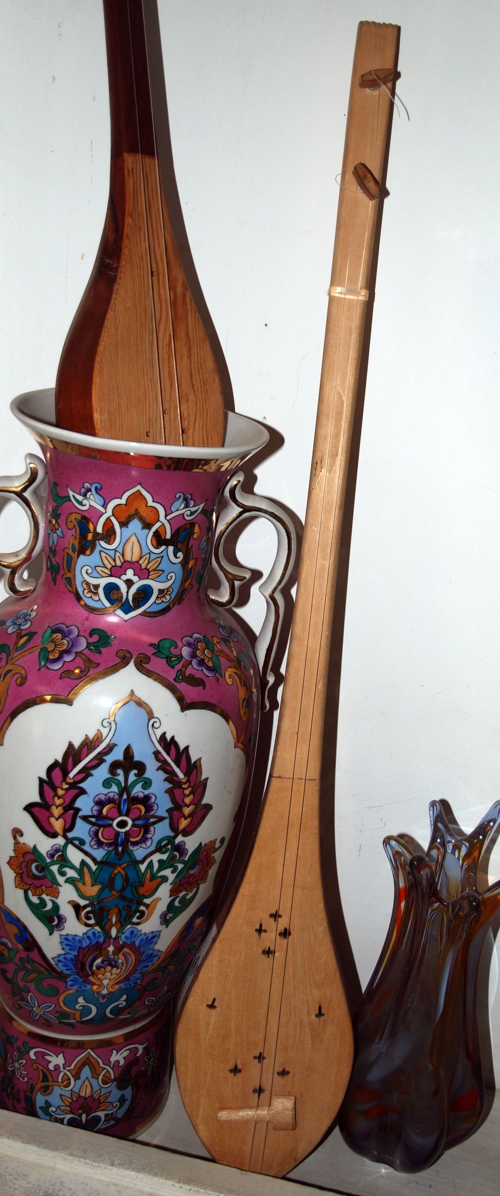 A dambura, the two-stringed long-necked lute associated with Hazara musical performance