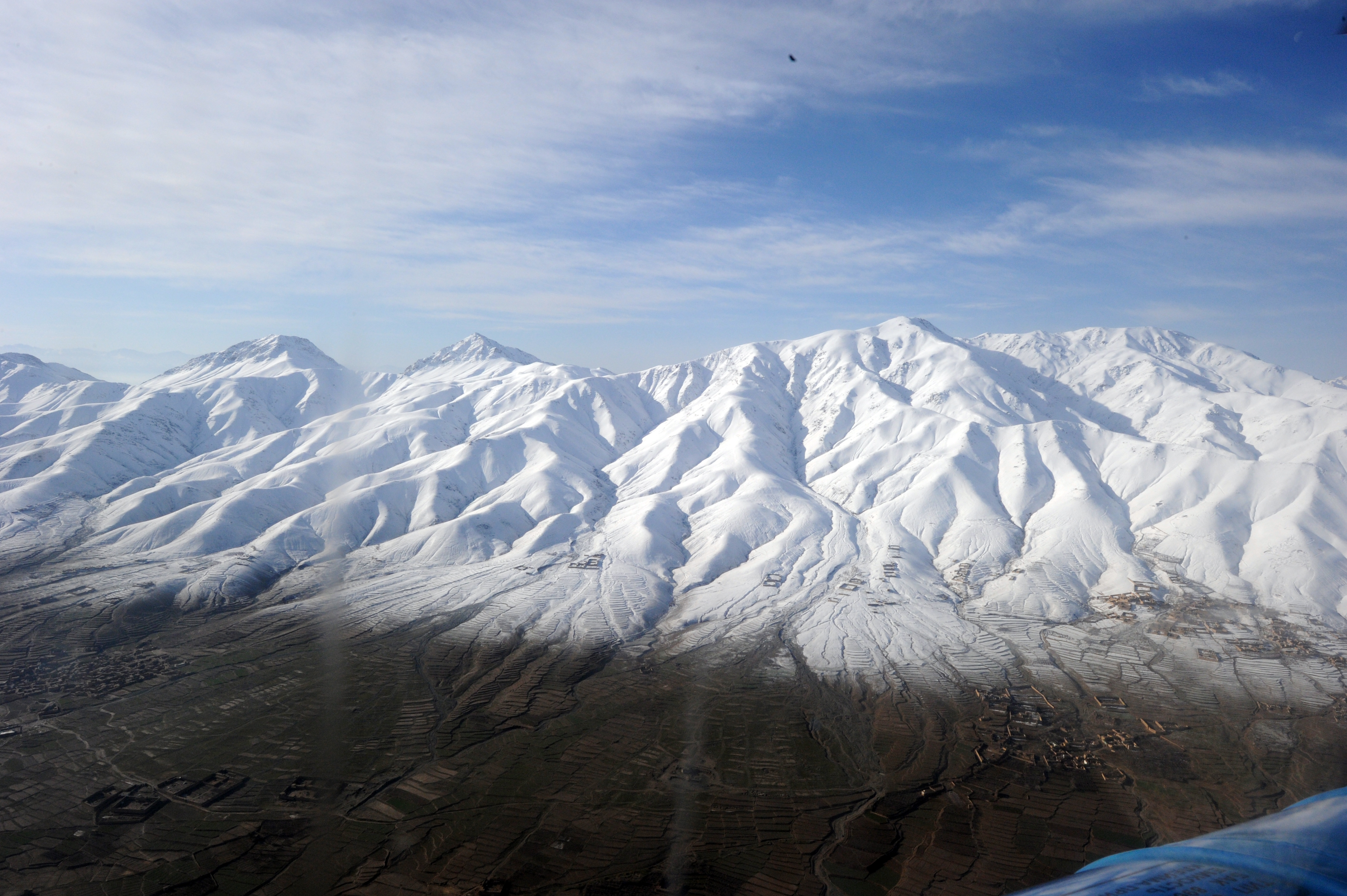 Snow-covered mountains in Ghazni Province, central Afghanistan